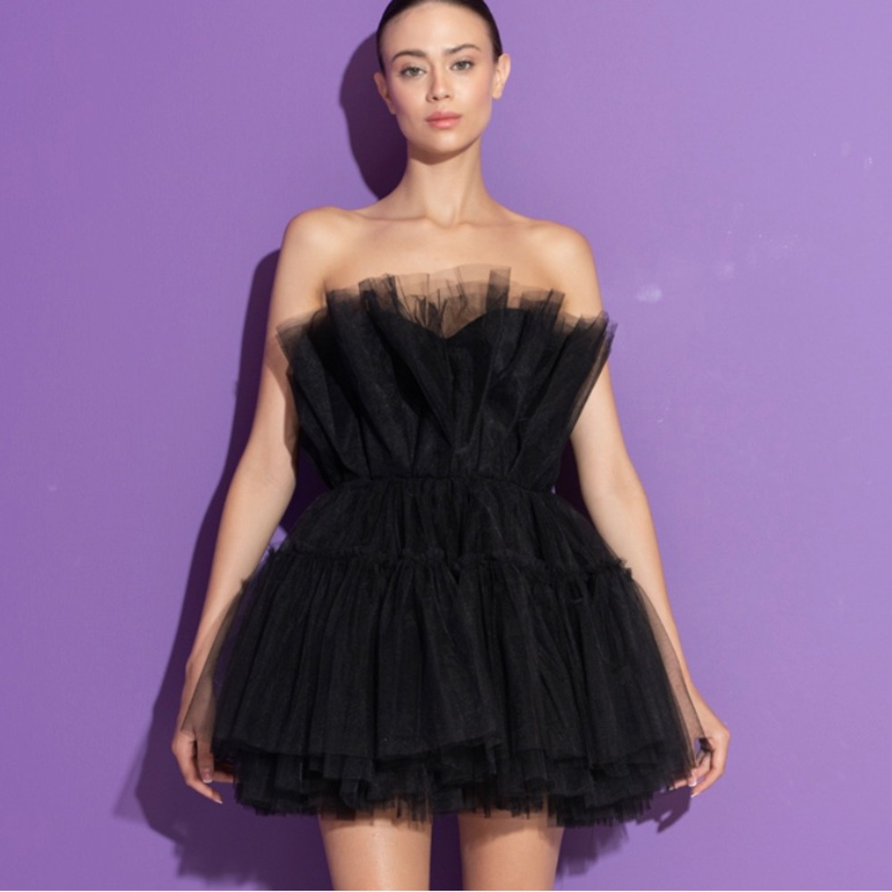 KIKIRKI 🖤| Black Tulle Cocktail Dress